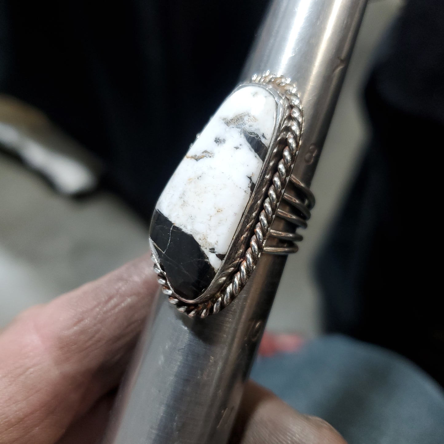 Large white buffalo ring  size 9