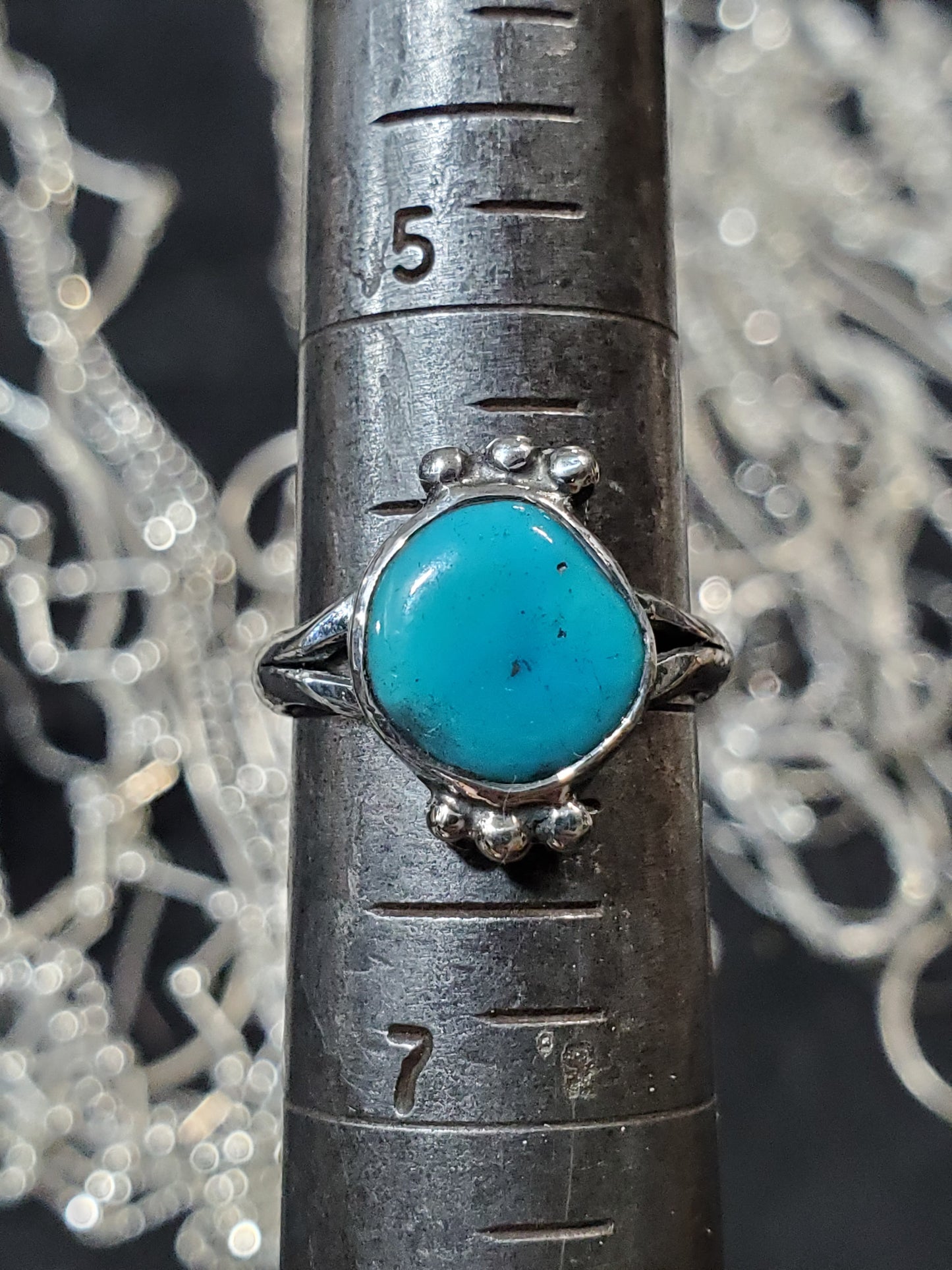 Small kingman turqoise ring in sterling silver size 6