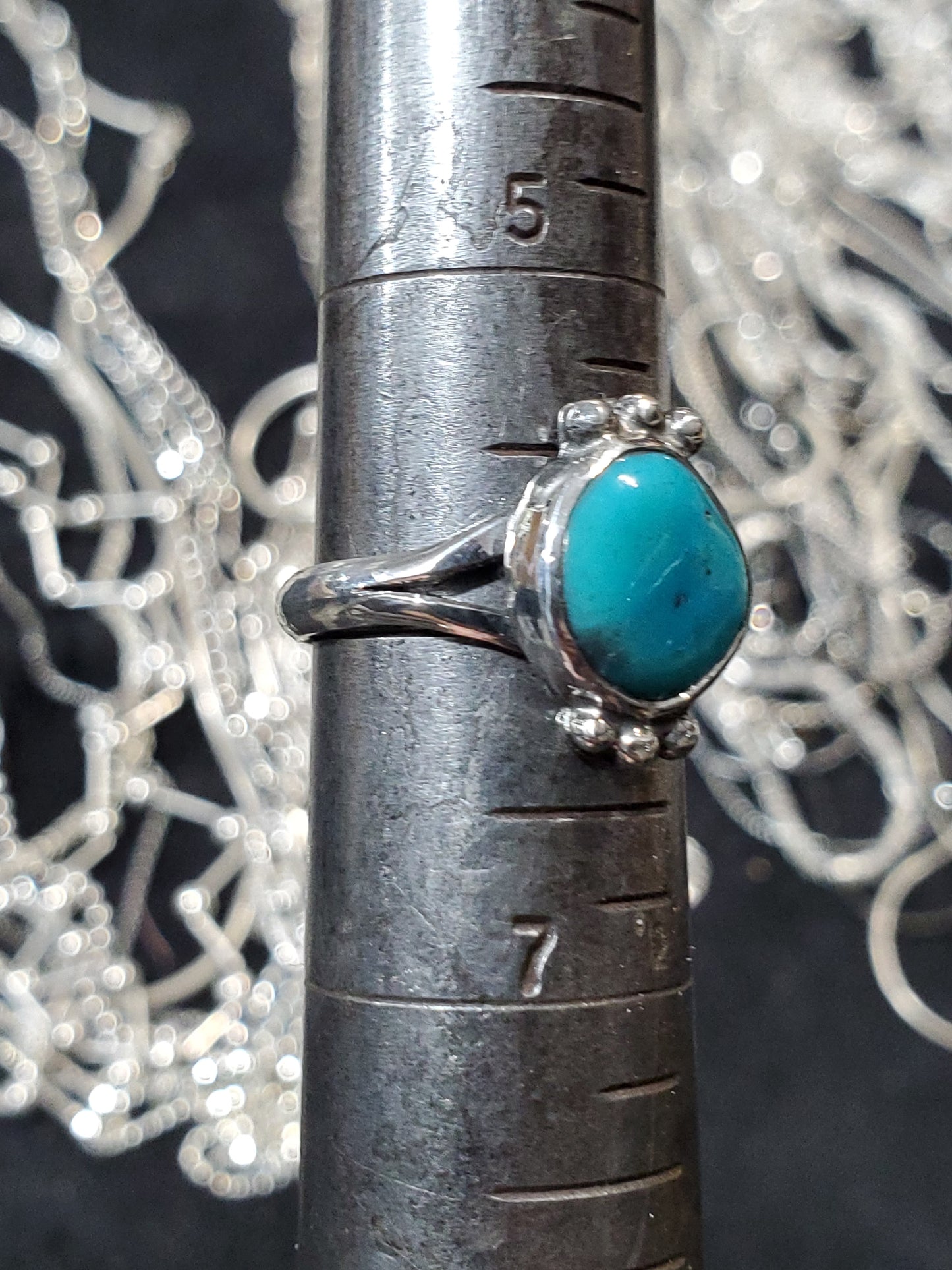 Small kingman turqoise ring in sterling silver size 6